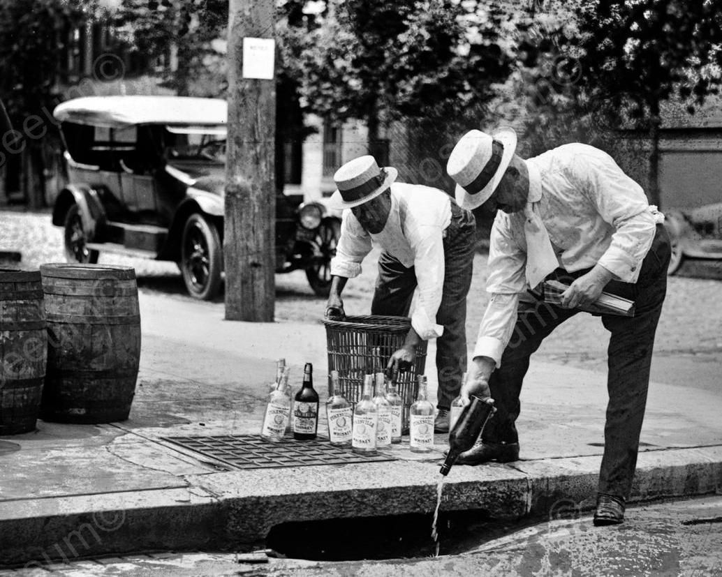 Prohibition Emptying Liquor Down The Drain 8x10 Reprint Of Old Photo